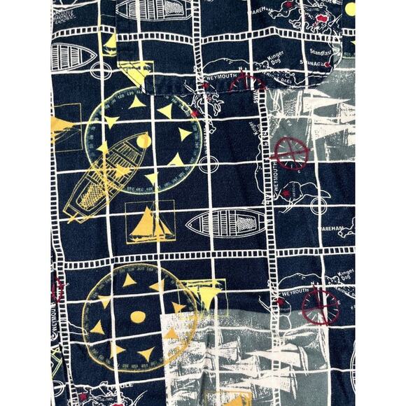 Michael Austin Rugged Wear Shirt Men’s Large Nautical Print 100% Cotton Exc - Picture 7 of 10